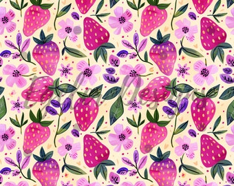 strawberry seamless pattern, digital pattern papers, seamless pattern, scrapbooking, fruit pattern, summer pattern, watercolor fruit clipart