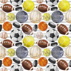 Nahtloser Aquarell Sport, Sport-Mix-Muster, nahtloses Muster, Aquarellmuster, PNG, Scrapbooking, Sportfan, Fußball, Football, Golf