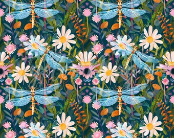 Dragonfly Seamless Pattern, Butterfly Pattern, Digital Bug Seamless, Watercolor Bug Pattern, Cute Bugs, Spring Seamless File, Dragonfly PNG