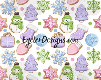 Patrón sin costuras, patrón de galletas pastel, patrón de galletas navideñas, sin costuras, patrón, descarga digital, clipart de galletas, clipart de Navidad,