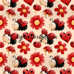Modello di coccinella senza cuciture, modello di bug, modello senza soluzione di continuità, download digitale, arte della cimice stampabile, arte digitale, coccinelle senza soluzione di continuità, png