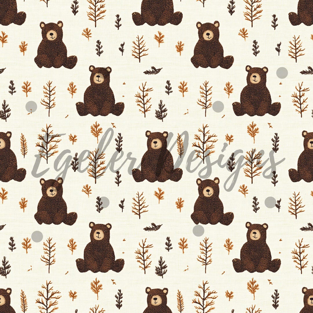 Knit Seamless Bear Pattern, Embroidery Bears, Digital Download,seamless ...