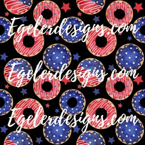 Fourth of july pattern, seamless independence pattern, digital download, fireworks pattern, donut pattern, donut clipart, patriotic pattern