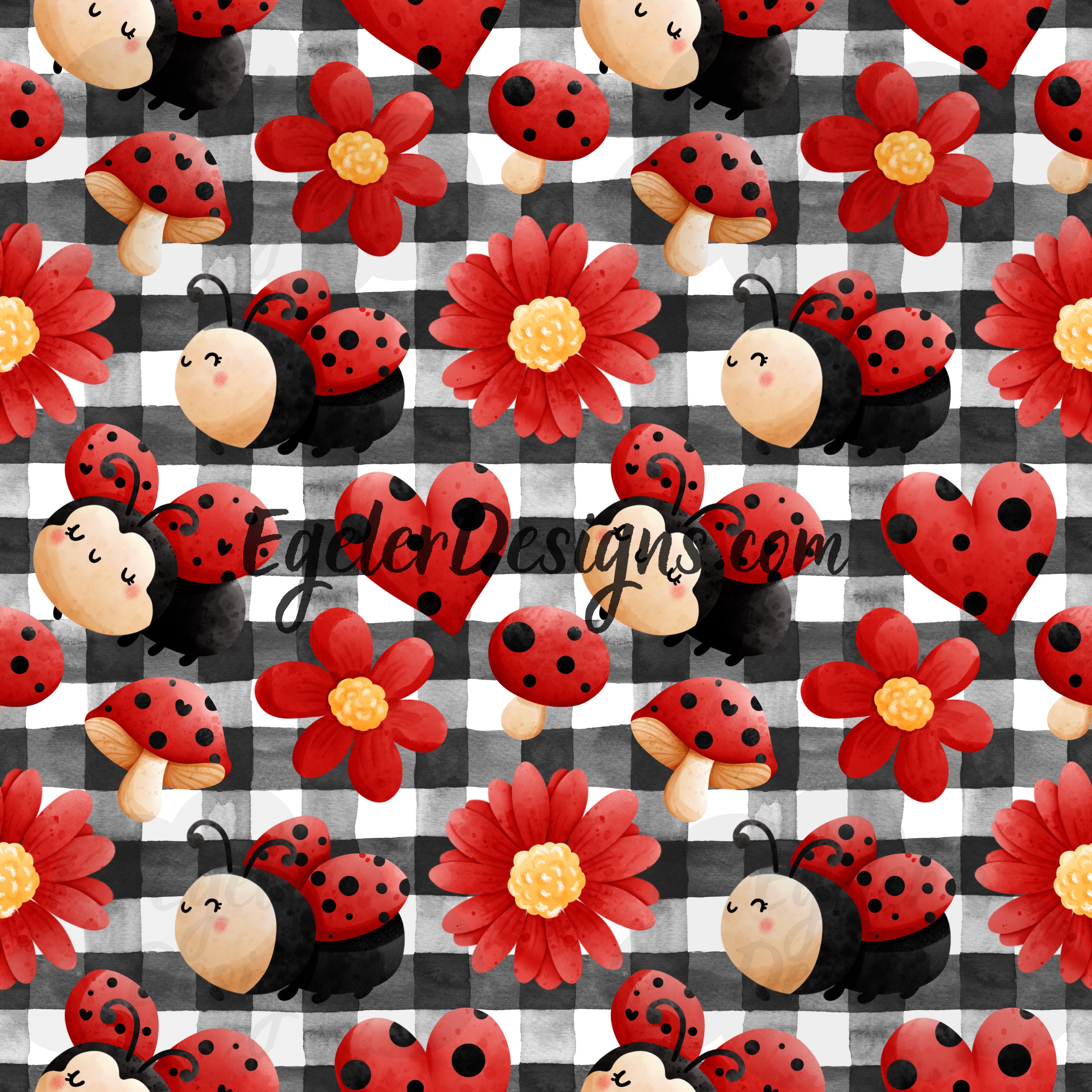 Ladybug Insect Pattern Seamless Lady Bug Pattern, Bug Pattern, Seamless Pattern, Digital ...