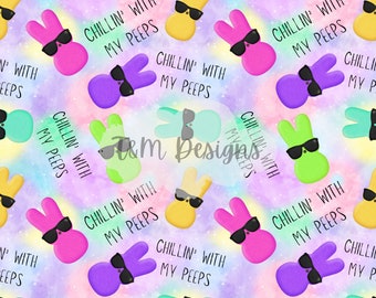 Chillin with my peeps seamless pattern, digital pattern paper, peeps, easter pattern, easter candy seamless, scrapbooking, pattern