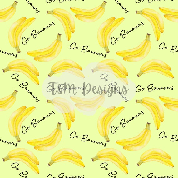 seamless banana pattern, go bananas pattern, digital pattern paper, fruit pattern, watercolor banana clipart, seamless pattern, scrapbooking