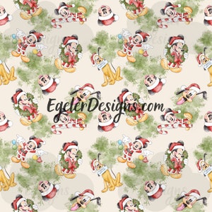 Mouse Christmas Seamless Pattern: Holiday Magic Kingdom Design (PNG Digital Download)