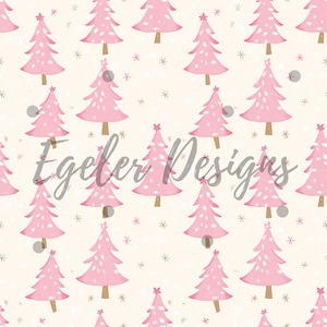 Pink Christmas Trees Seamless Pattern, Pink and White Winter Seamless Digital,Christmas Pattern,Seamless Files,Watercolor Digital Download