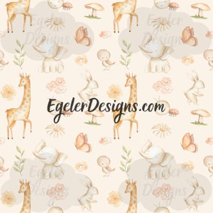 Seamless pattern, nursery pattern, animal pattern, spring pattern, digital download, seamless, pattern, png, scrapbooking, watercolor
