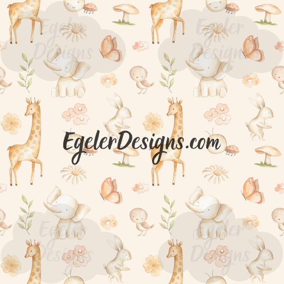 Seamless pattern, nursery pattern, animal pattern, spring pattern, digital download, seamless, pattern, png, scrapbooking, watercolor
