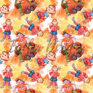 Motif de souris magique sans couture, motif panda roux, clipart Helen, motif Helen, téléchargement numérique, panda mignon, imprimable, png, svg