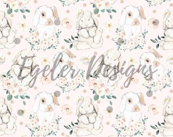 Floral Bunny Seamless Pattern: Easter PNG File (Digital Download)