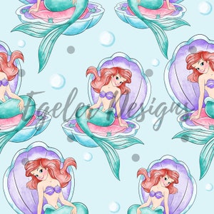 Seamless pattern, princess pattern, magic kingdom seamless, seamless, pattern, mermaid, little mermaid, digital download, princess clipart