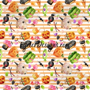 Seamless pattern, halloween pattern, creepy treat pattern, halloween clipart, digital download, png, seamless, pattern, watercolor pattern