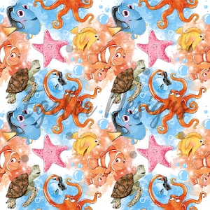 Fish Seamless Pattern, Digital Papers, Scrapbook Papers, Pattern Paper, Background, Wallpaper
