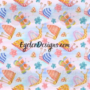 Modèle sans couture, clipart aquarelle, motif escargot, motif Aquarelle, sans couture, motif, téléchargement numérique, clipart, scrapbooking, png