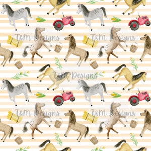 Farm horse seamless pattern, watercolor horses, seamless pattern, scrapbooking, horses, farm clipart, watercolor horse, cute horse pattern