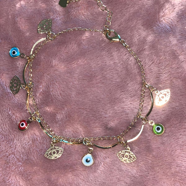 18K Gold-plated Turkish Eye Protection Anklet