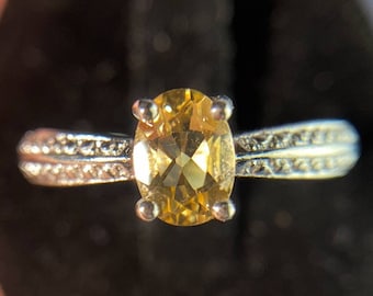 Citrine Ring Jewelry Gemstone Ring Crystal Natural Citrine Yellow Gemstone November Birthstone Gift for Her Silver Solitaire Citrine Ring