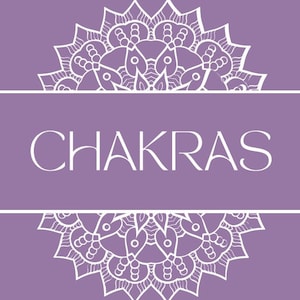 May include: Purple guidebook with the title "CHAKRAS" and the subtitle "HARNESSING THE POWER WITHIN". The cover features a white mandala design.