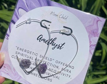 Amethyst Teardrop Earrings Silver Jewelry Metaphysical Crystals, Reiki, Meditation, Spiritual, Witchy, Altar, Gifts, High Vibration, Chakra