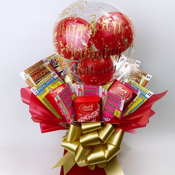 Scratch Card With Chocolate bouquet, Ferrero Rocher,Lindt Lindor, Sweet Hamper,Birthday, Personalised, Get Well Soon, Christmas