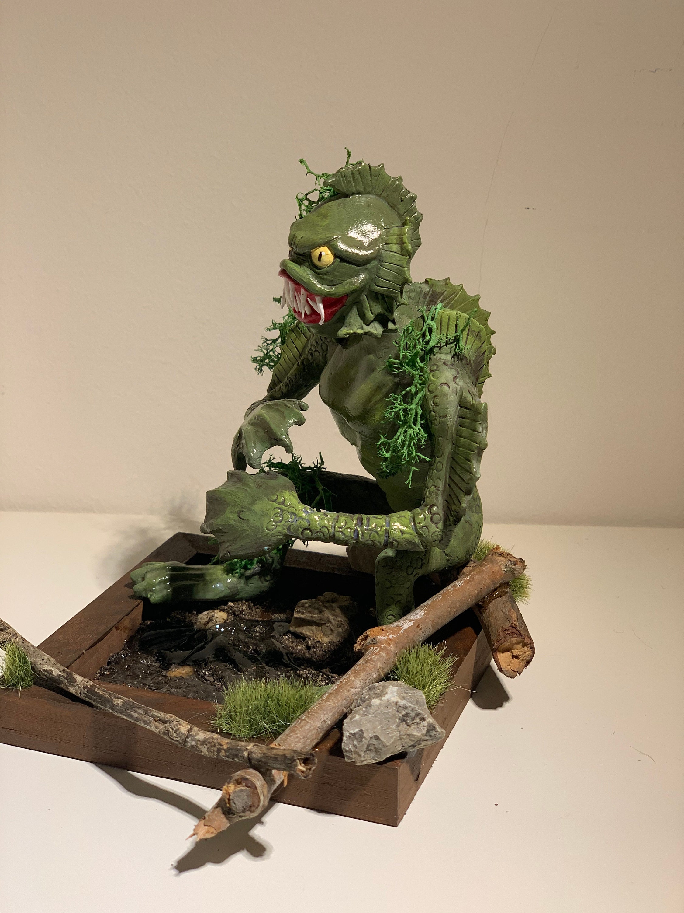 LAKE MONSTER SCULPTURE Polymer Clay Sculpture with Diorama Etsy