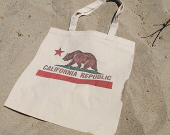 California Republic Bear Canvas Bag - Natural