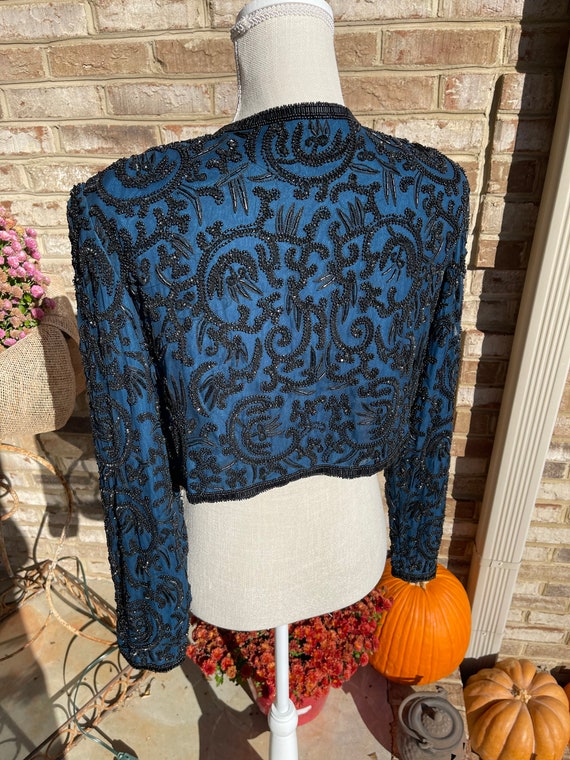 Silk Half Jacket with Bead Design - image 3