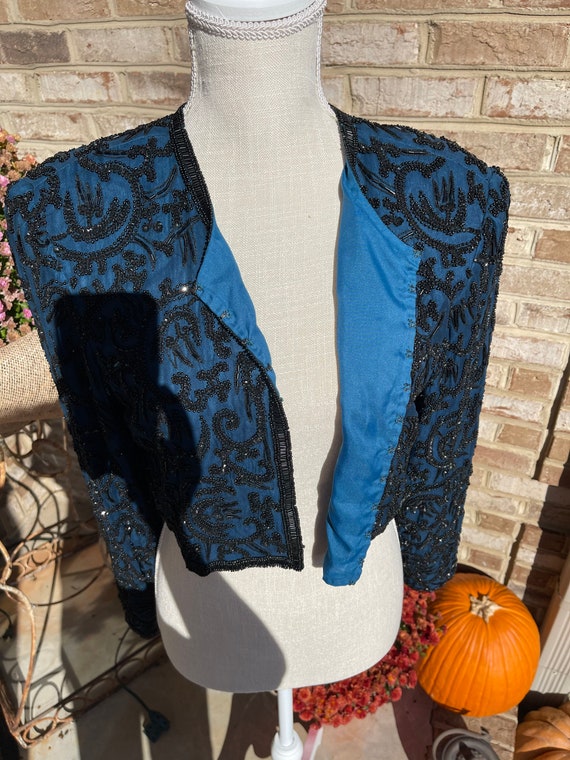Silk Half Jacket with Bead Design - image 5