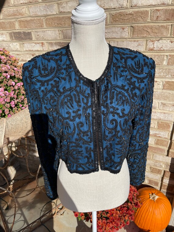 Silk Half Jacket with Bead Design - image 1