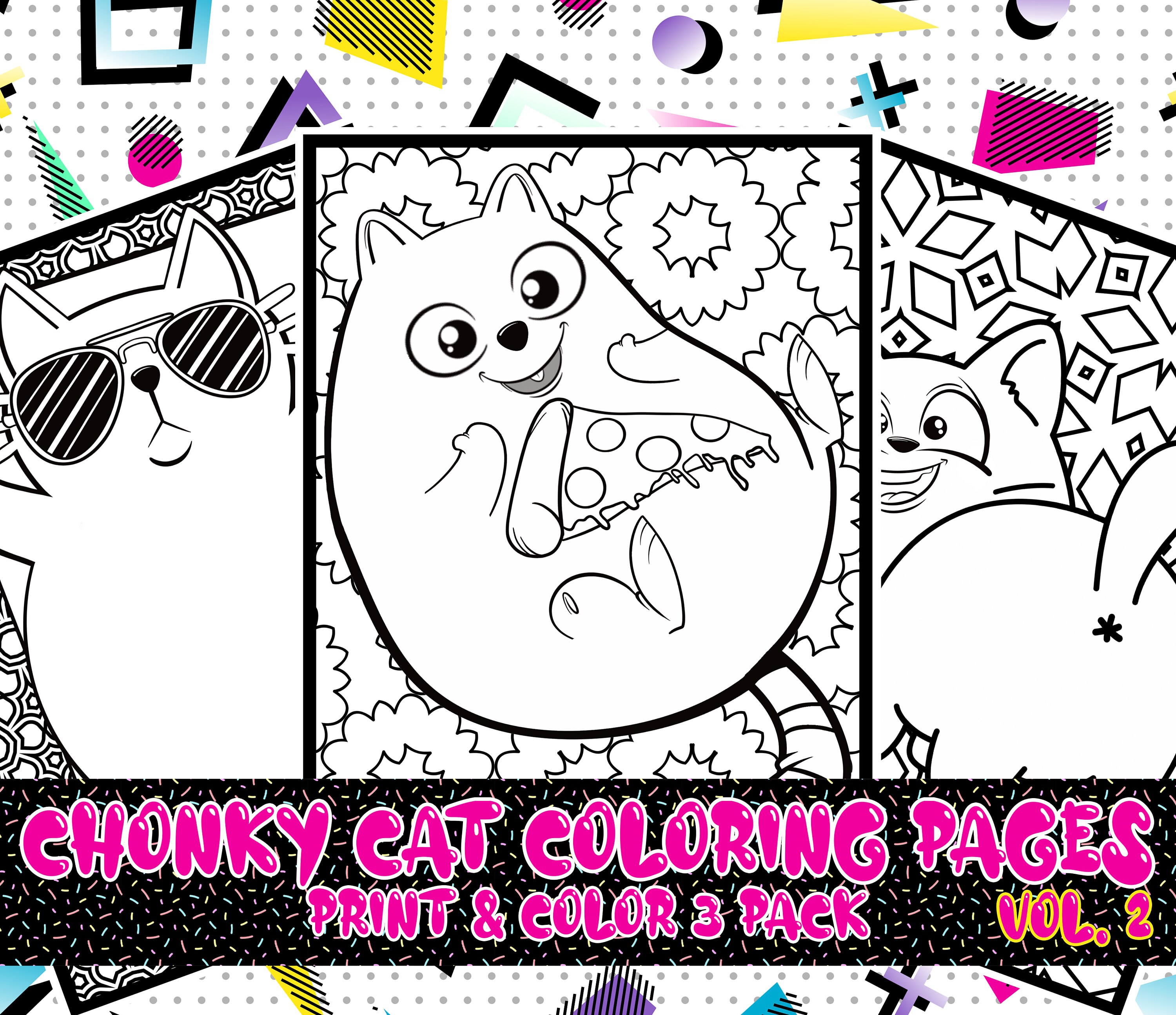 Download Chonky Cats Coloring Pages Vol 2 3 Pack Print And Color Etsy