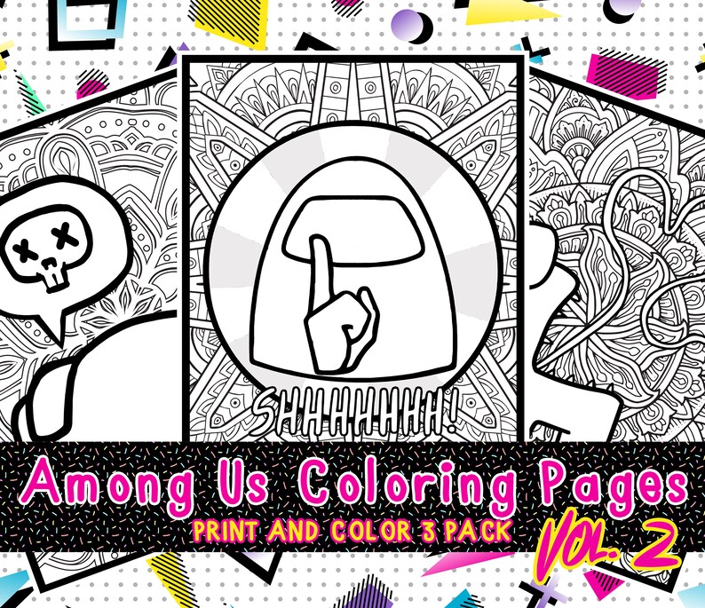 Among Us Coloring Pages 3 Pack Print and Color Vol. 2 | Etsy