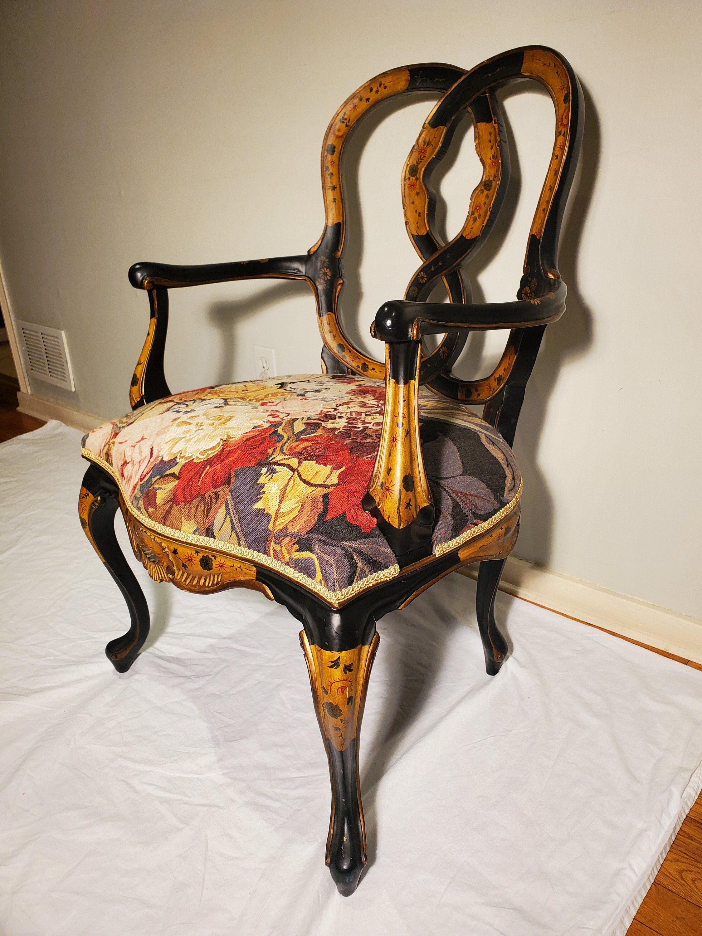 Black Gold Victorian Vintage Accent Two Chairs Etsy