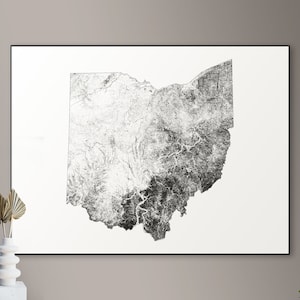 Forests of Ohio kaart - grote poster, afdrukbare digitale download, elegante en minimalistische muur kunst