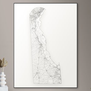 Every road in Delaware map - big poster, printable digital download, elegant and minimalist wall art