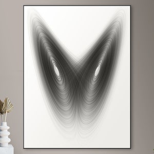 Chaos math art - big poster, Lorenz attractor, printable digital download, elegant and minimalist wall art