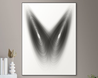 Póster de Lorenz Attractor: Arte matemático del caos, diseño minimalista (descarga digital)