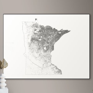 Forests of Minnesota kaart - grote poster, afdrukbare digitale download, elegante en minimalistische muur kunst