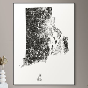 Forests of Rhode Island kaart - grote poster, afdrukbare digitale download, elegante en minimalistische muur kunst