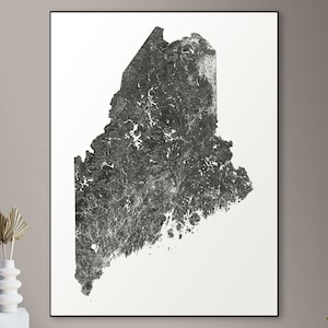 Forests of Maine kaart - grote poster, afdrukbare digitale download, elegante en minimalistische muur kunst