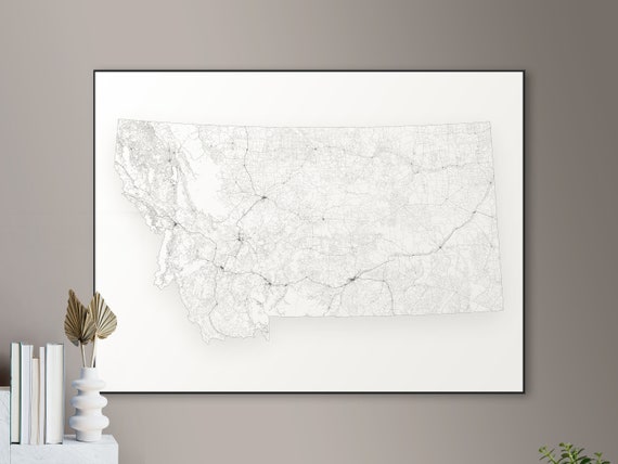 Every Road in Montana Map Big Poster Printable Digital - Etsy