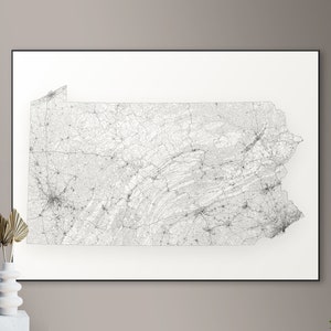 Jede Straße in Pennsylvania Karte - großes Poster, druckbare digitale Download, elegante und minimalistische Wandkunst