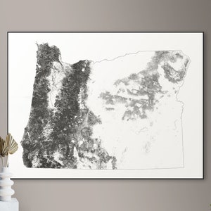 Forests of Oregon kaart - grote poster, afdrukbare digitale download, elegante en minimalistische muur kunst