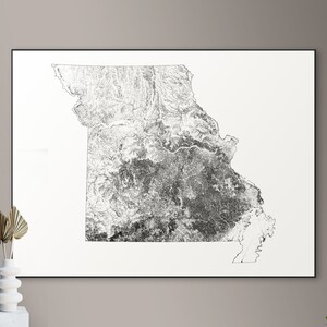 Forests of Missouri kaart - grote poster, afdrukbare digitale download, elegante en minimalistische muur kunst