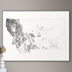 Forests of Montana kaart - grote poster, afdrukbare digitale download, elegante en minimalistische muur kunst