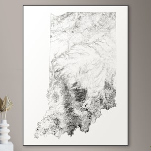 Wälder von Indiana Karte - großes Poster, druckbare digitale Download, elegante und minimalistische Wandkunst