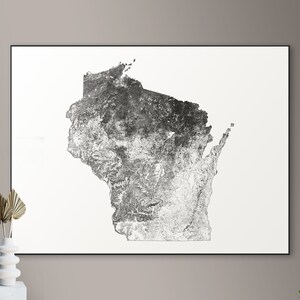 Forests of Wisconsin kaart - grote poster, afdrukbare digitale download, elegante en minimalistische muur kunst
