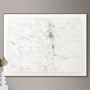Chaque route dans la carte du Colorado - grande affiche, téléchargement numérique imprimable, art mural élégant et minimaliste