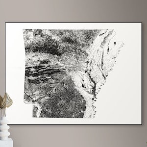 Forests of Arkansas kaart - grote poster, afdrukbare digitale download, elegante en minimalistische muur kunst